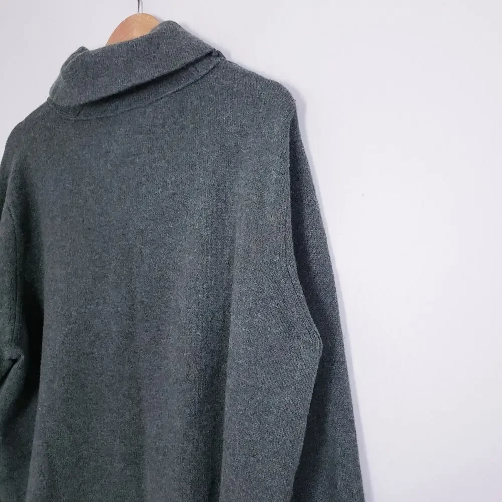 J.Crew 100% Lambswool Shawl Collar Sweater XL Forest Green Heritage Pullover
